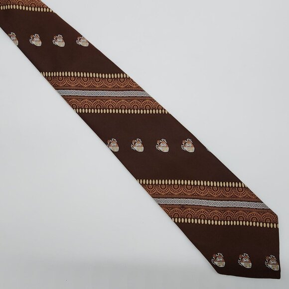 1960's 70's Necktie Stripe Geometric Brown White 4.5" W 55.5" L VTG Retro - Picture 3 of 4